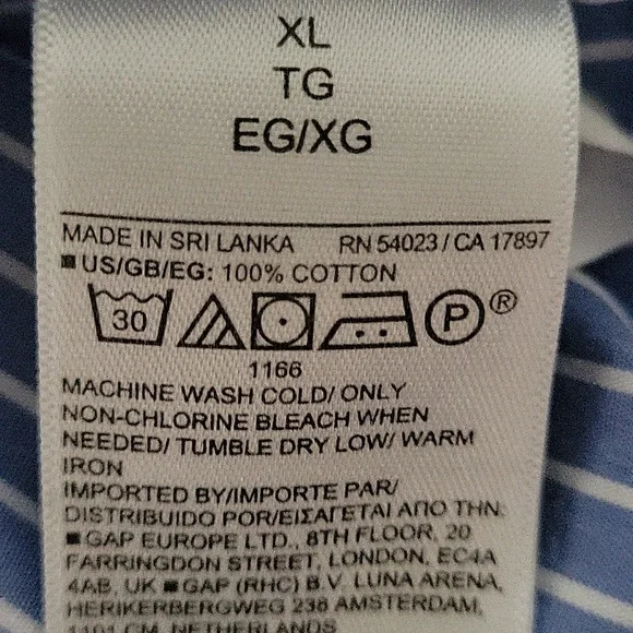 GAP || XL Blue Stripe Organic Poplin Cotton Button Down Big Shirt - Picture 8 of 8